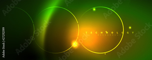 Shiny neon lines template - northern lights glowing blur lines. Futuristic style glow neon 80s disco club or night party techno template