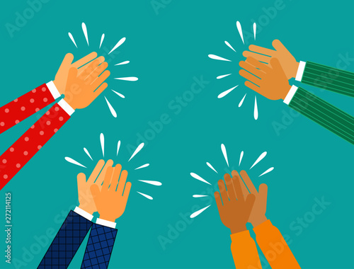 people hands clapping. human applaud hands Isolated on blue background. vector Illustration.