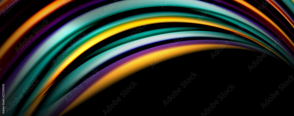 Fluid color swirls on black. Modern background with trendy design Fluid color swirls on black. Modern background with trendy design