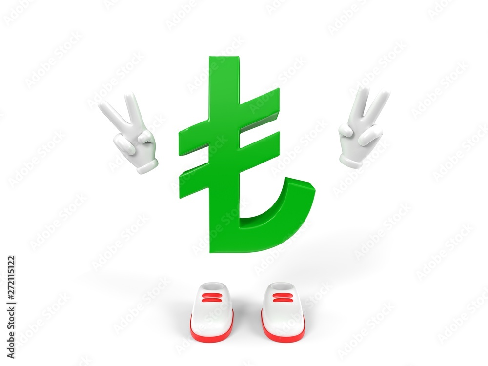 Obraz premium lira currency character on white background. 3d illustration