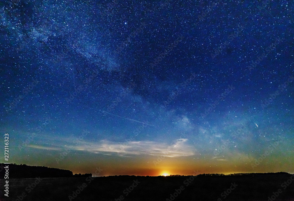 Moon rise against the starry sky. Moon rise against the starry sky.
