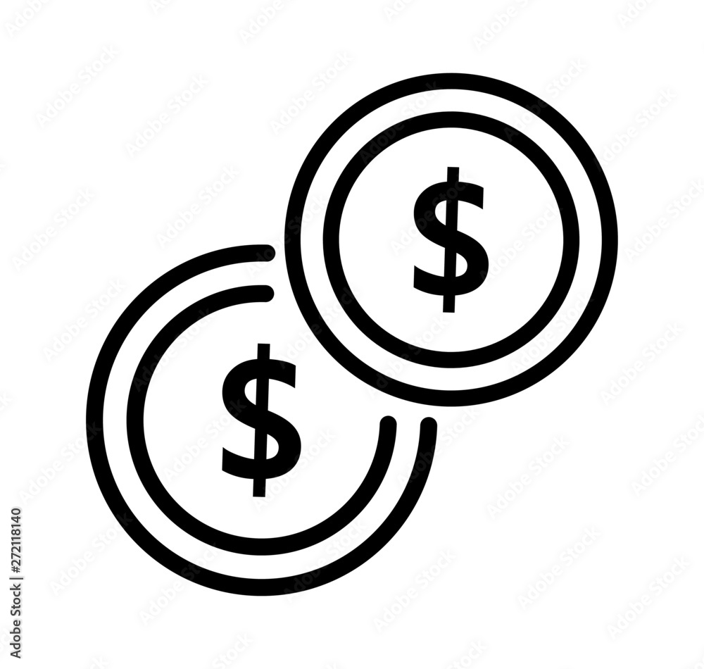 coins money. finance icon isolated on white background. vector illustration. coins money. finance icon isolated on white background. vector illustration.