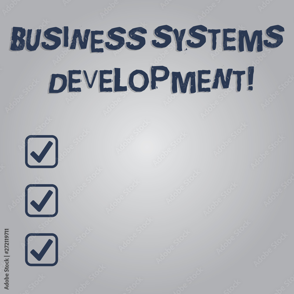 Fototapeta premium Writing note showing Business Systems Development. Business photo showcasing process of defining and developing systems Blank Color Rectangular Shape with Round Light Beam Glowing in Center
