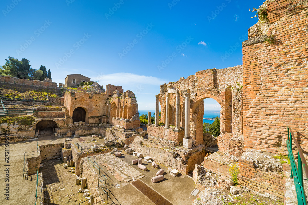 Ancient Greek theatre in Taormina, Sicily, Italy. Ancient Greek theatre in Taormina, Sicily, Italy.