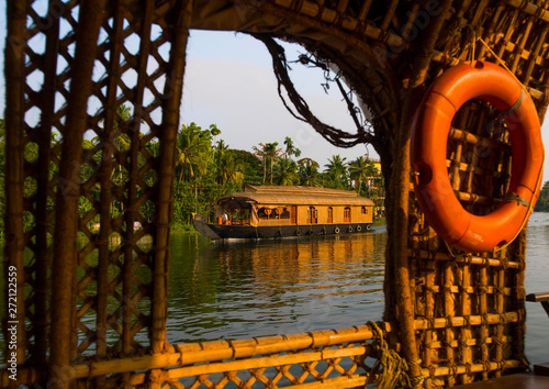 View From The Inside Of A Houseboat Sailing On Kerala Backwaters, Alleppey, India photo