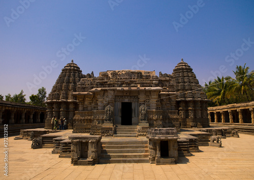 The Main Shrines And Its Intricately Carved Rock At Keshava Temple, Somnathpur, India photo