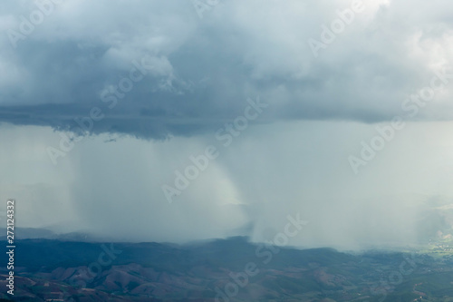 The big rainy day with the clouds in Doi Inthanon national park in Chiang Mai , Thailand in the rainy season. 
