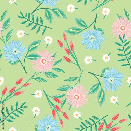 vintage pastel floral seamless pattern