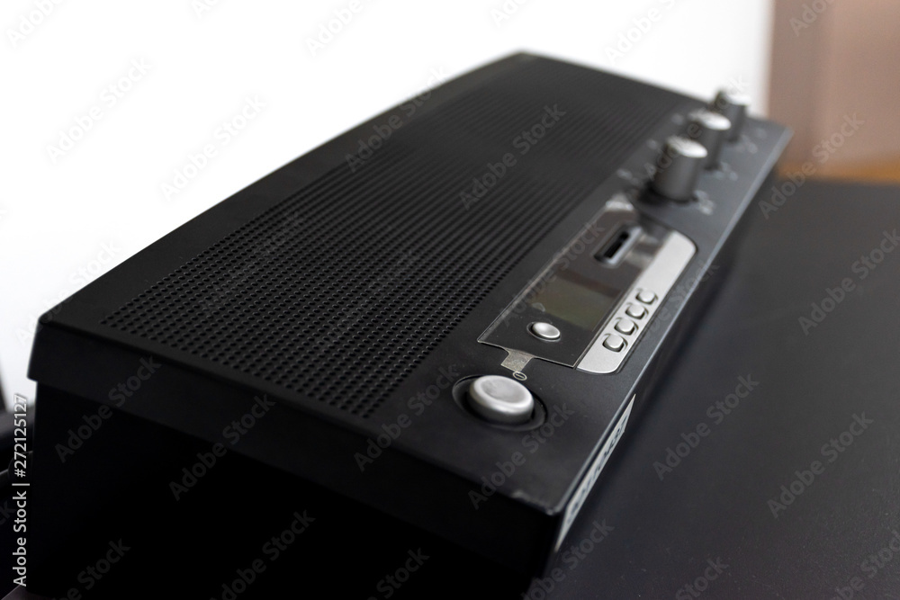 Obraz premium Close up control units microphone meeting