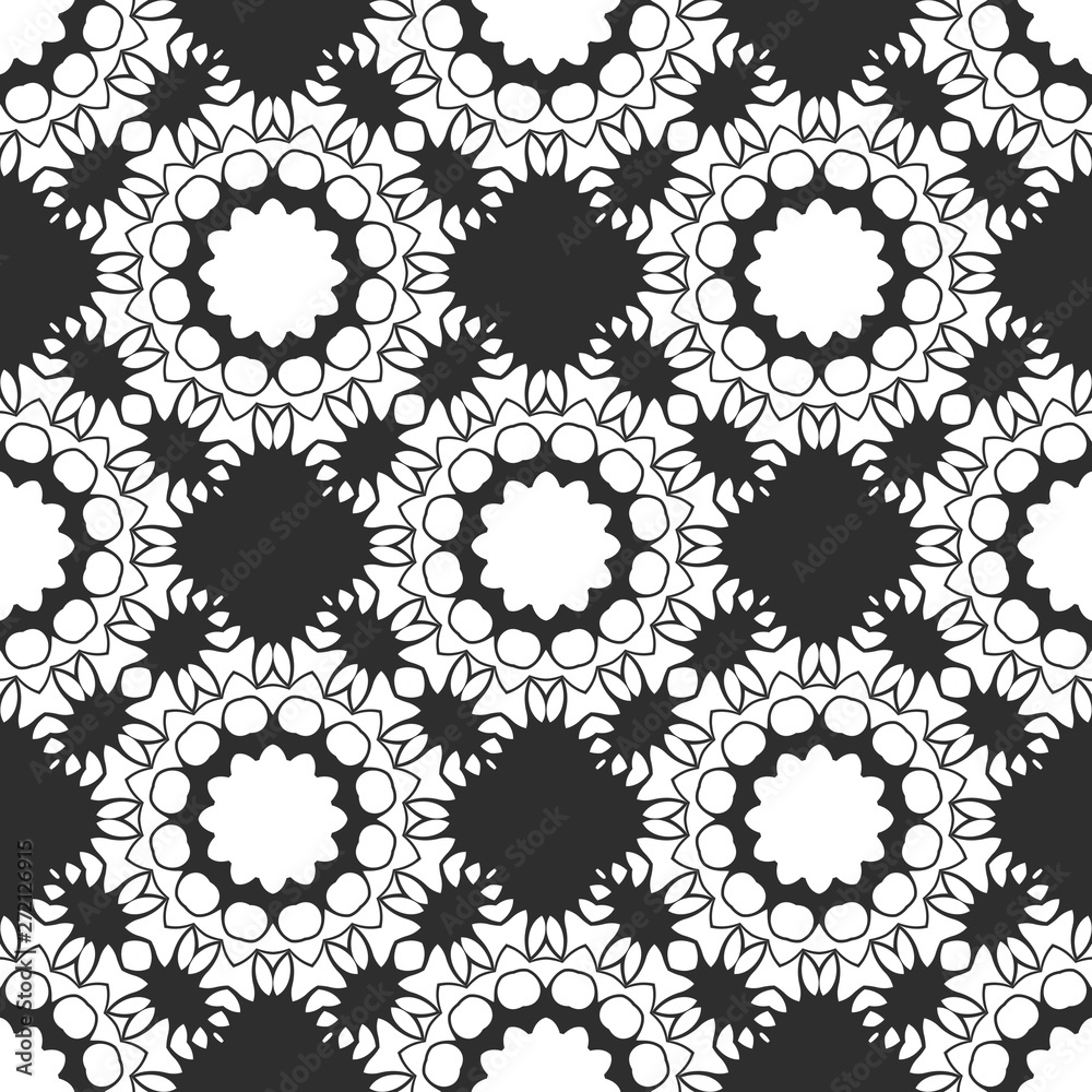 Beauty floral digital pattern, creative retro, vintage black and white design