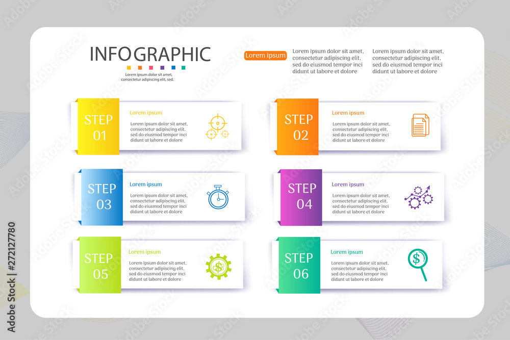 Design Business template 6 options or steps infographic chart element with place date for presentations,Creative marketing icons concept for statistic infographic,Vector EPS10.
