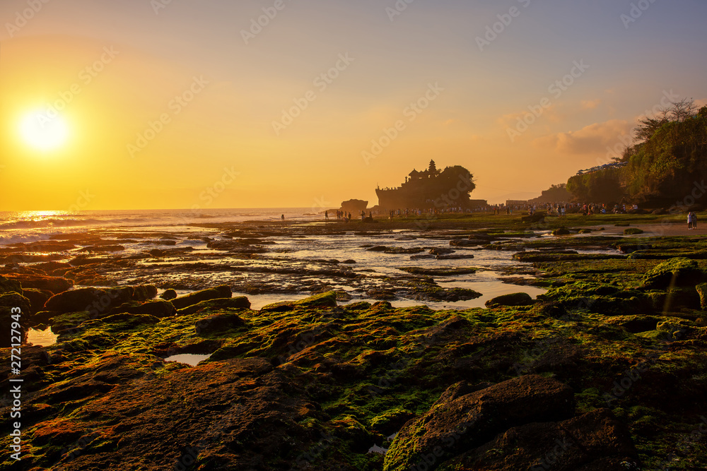 Sunset view at Tanah Lot Temple , Bali , Indonesia