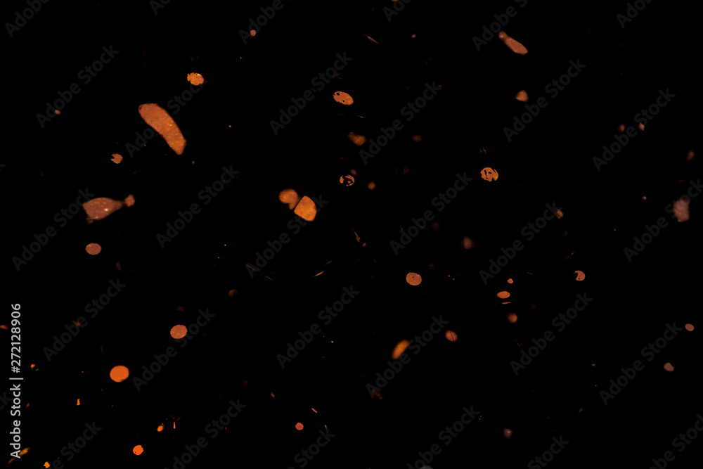 Beautiful abstract texture color orange yellow and gold grainy grunge on black pattern background and art wallpaper