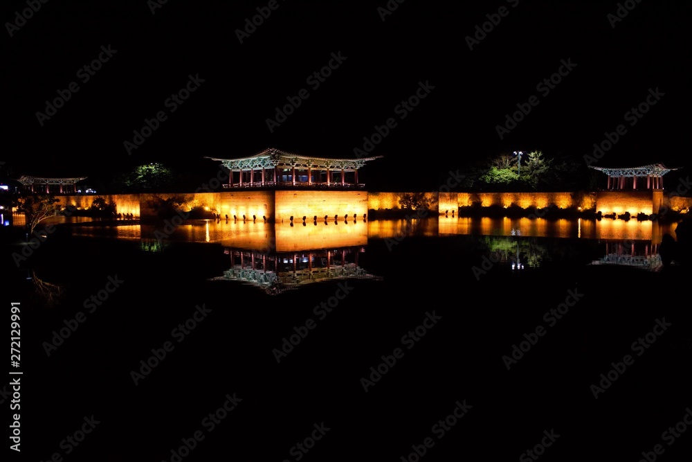 Anapji Pond, Wolji Pond at night, Gyeongju, Korea