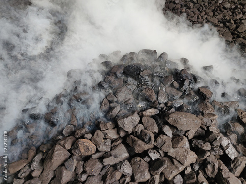 The lignite coal spontaneous combustion.