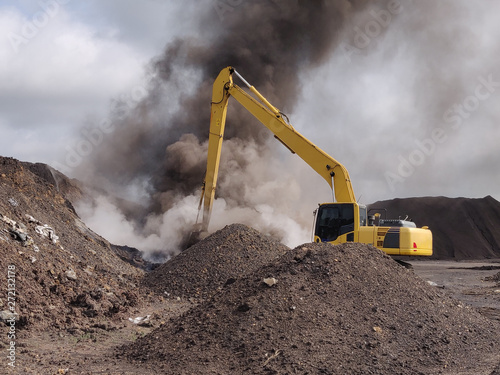 The lignite coal spontaneous combustion.