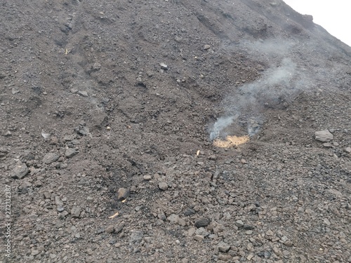 The lignite coal spontaneous combustion.