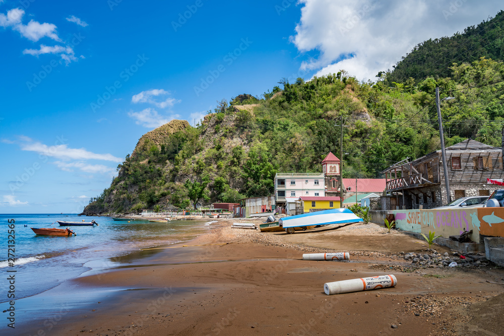 Bibble Beach, Soufriere,  Views around the caribbean island of Dominica West indies.