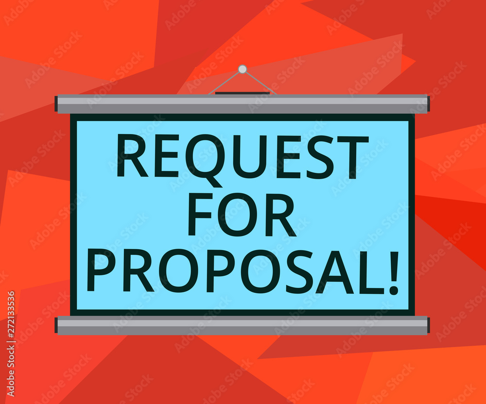 Word writing text Request For Proposal. Business concept for document that solicits proposal made through a bidding Blank Portable Wall Hanged Projection Screen for Conference Presentation Word writing text Request For Proposal. Business concept for document that solicits proposal made through a bidding Blank Portable Wall Hanged Projection Screen for Conference Presentation