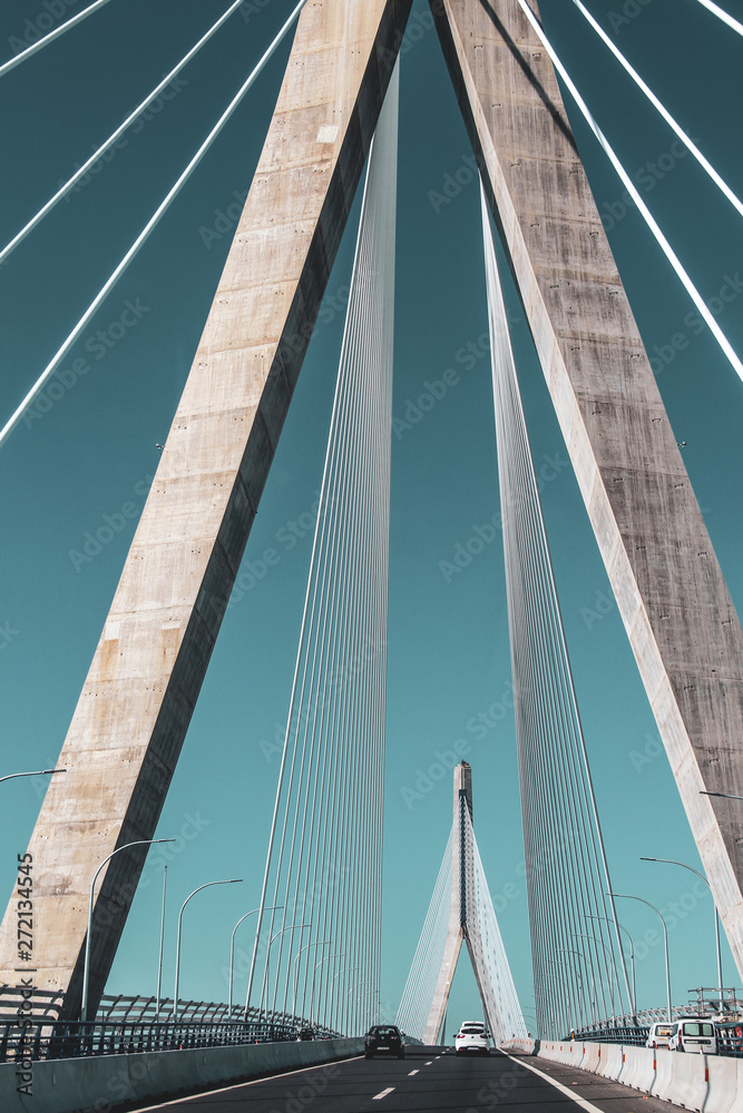 Fototapeta premium Bay of Cadiz bridge columns, Cadiz