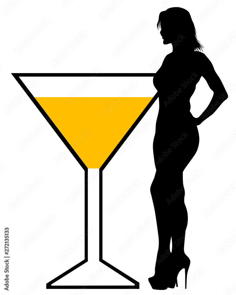 Girl In Martini Glass Vector