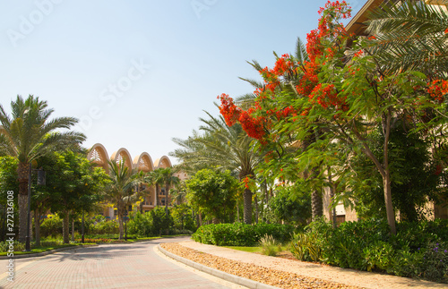 Dubai, UAE, United Arab Emirates. Residential building of the Sofitel on the Palm Jumeirah hotel