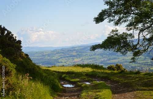 Views out over the Welsh Landscape in North Wales on Moel y Parc near Moel Famaua photo