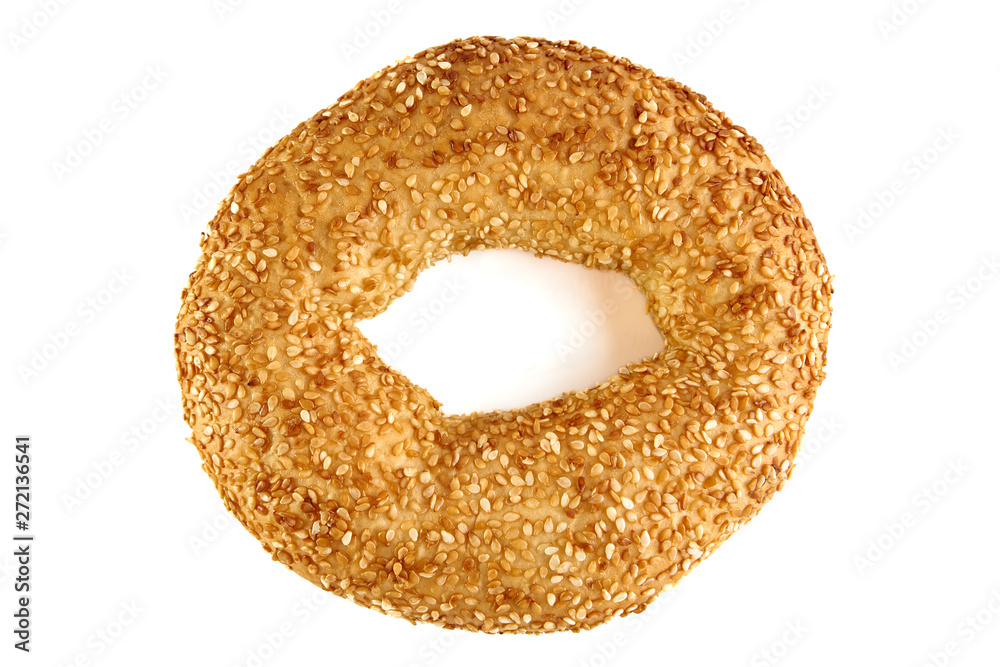 Turkish bagel with sesame on white background Turkish bagel with sesame on white background