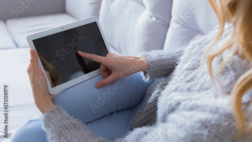 woman working on laptop at home