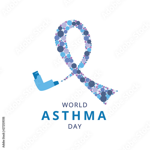 World Asthma Day concept with spray inhaler and symbol loop flat style