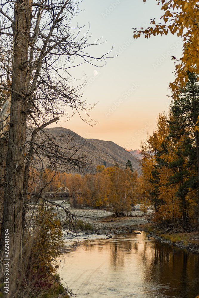 Sunset views of the Chewuch River as it flows through Winthrop Sunset views of the Chewuch River as it flows through Winthrop