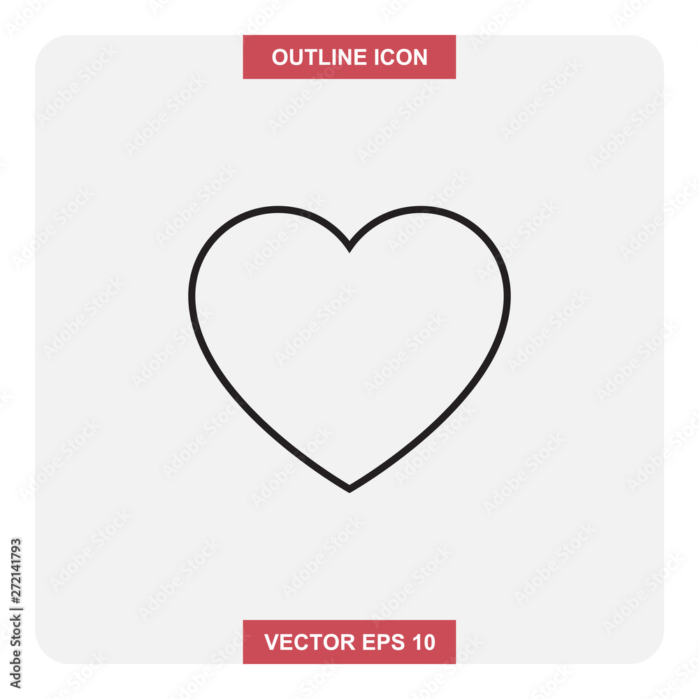 Vector design of outline icon, Heart thin lines stroke symbol for web or mobile element.