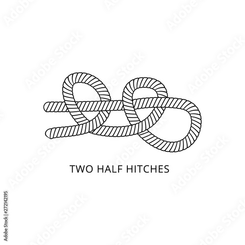 Two half hitches - nautical knot with rope tied into double bend loop