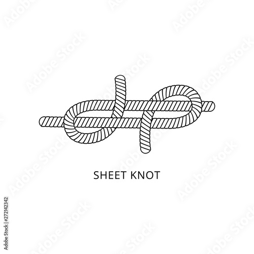 Sheet bend knot - marine rope tied in double loop line for nautical equipment fastening and security