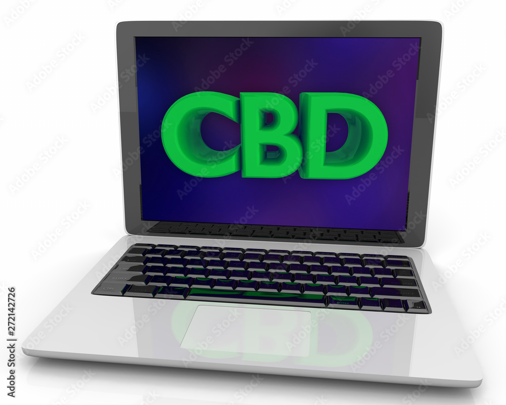 CBD Cannabidiol Marijuana Cannabis Order Online Laptop Computer eCommerce 3d Illustration CBD Cannabidiol Marijuana Cannabis Order Online Laptop Computer eCommerce 3d Illustration