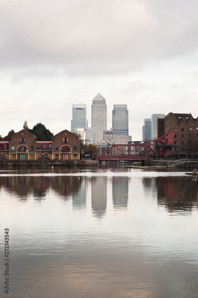 View of Canary Whar from Limehouse Basin, London