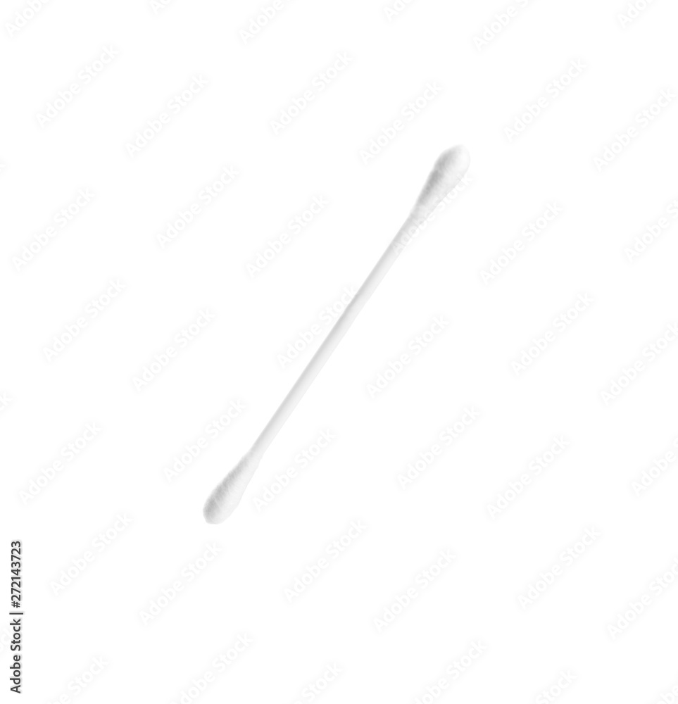 New clean cotton swab on white background New clean cotton swab on white background