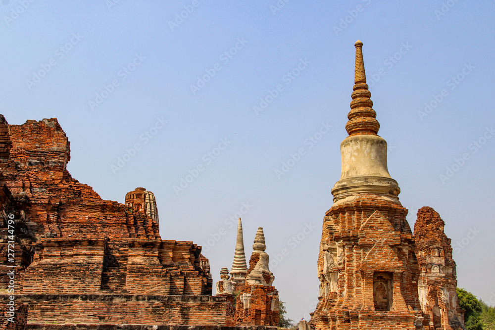 Buddhist temple with ancient stupa in Ayutthaya, Thailand