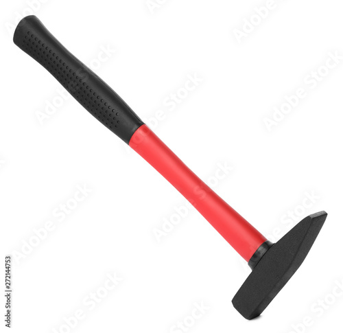 New hammer on white background. Professional construction tool