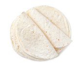 Corn tortillas on white background, top view. Unleavened bread