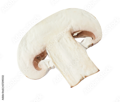Piece of fresh mushroom on white background