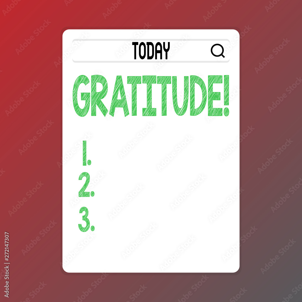 Writing note showing Gratitude. Business photo showcasing Quality of being thankful Appreciation Thankfulness Acknowledge
