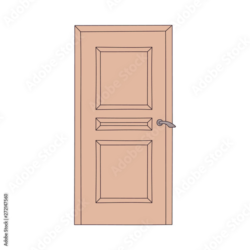 Front or inner house door vector illustration isolated on white background.