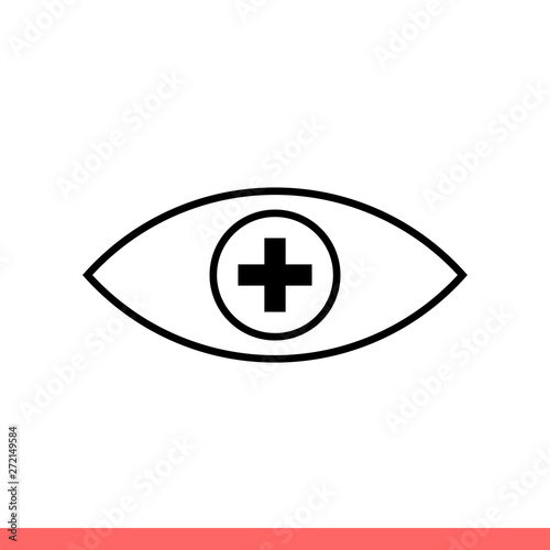 Ophtalmology vector icon, vision symbol. Simple, flat design isolated on white background for web or mobile app