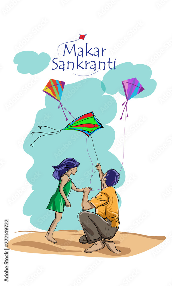 Fototapeta premium happy makar sankranti kite festival india
