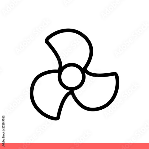 Propeller vector icon, fan. Simple, flat design isolated on white background for web or mobile app