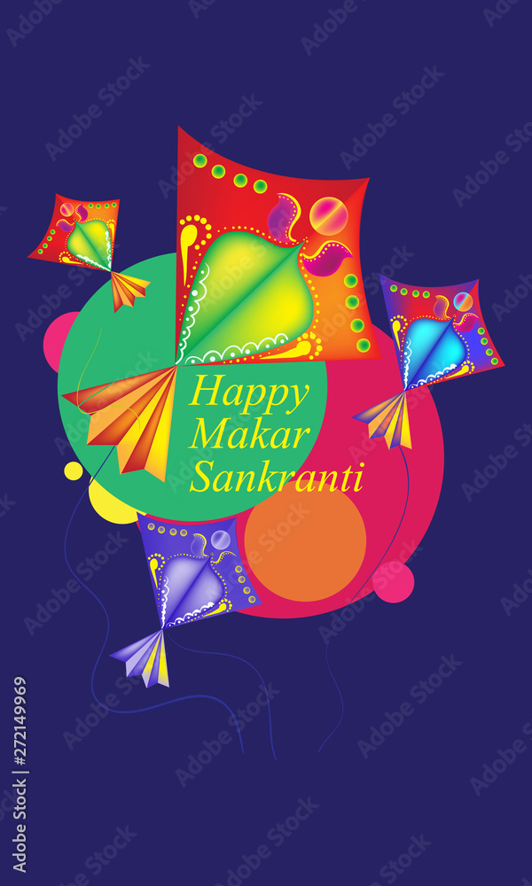 Naklejka premium makar sankranti kite festival india