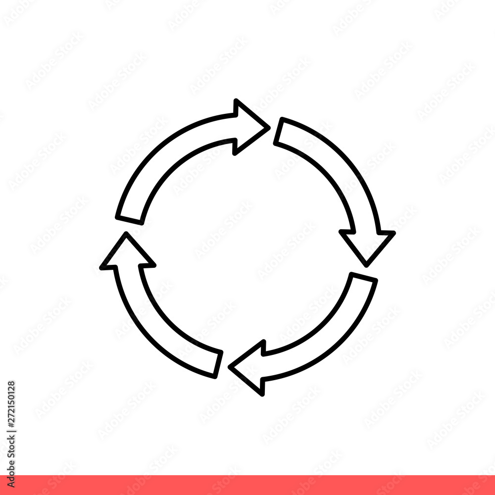 Recycle vector icon, symbol. Simple, flat design isolated on white background for web or mobile app