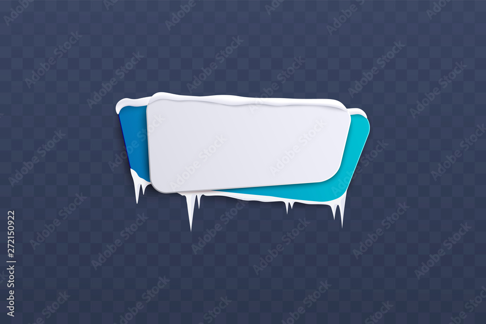 Frozen winter banner with snow and ice, isolated Christmas ad template with holiday season decoration