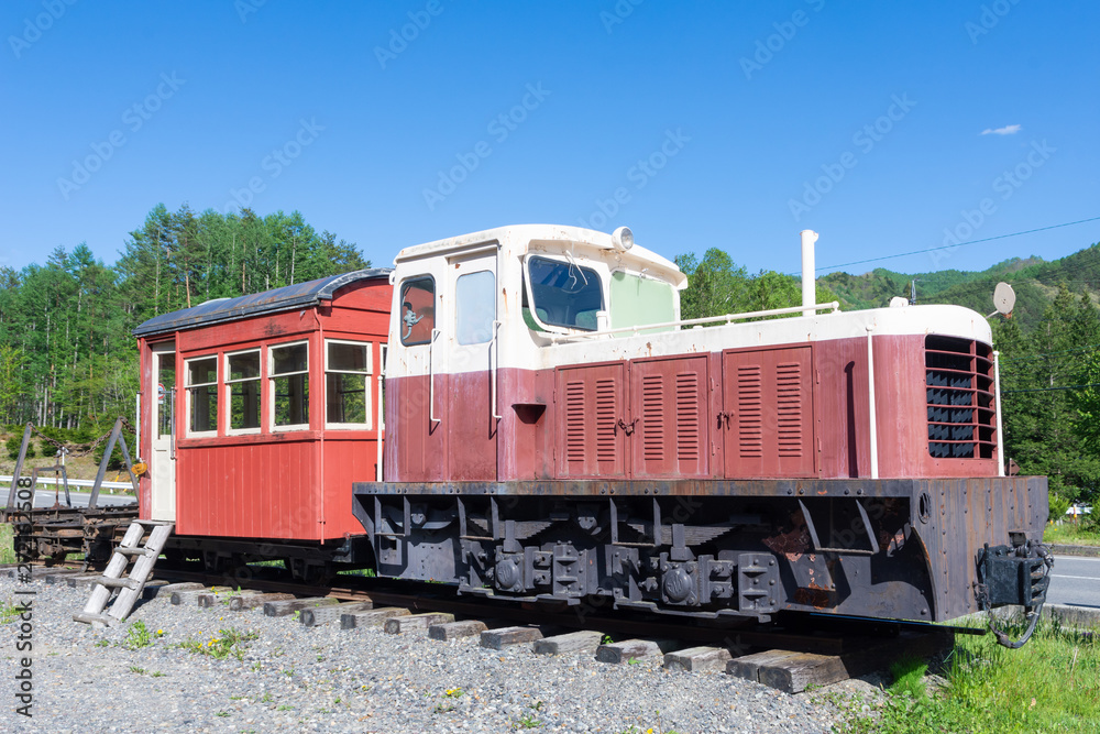 開田高原に展示されている木曽の森林鉄道 開田高原に展示されている木曽の森林鉄道